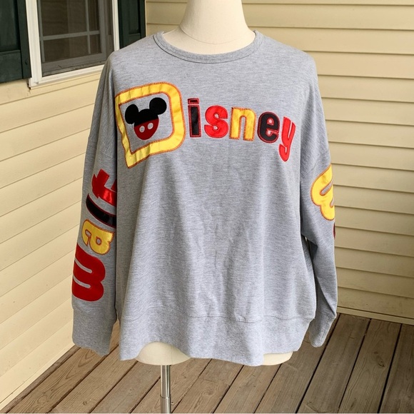 Walt Disney World Spirit Jersey Plus Size 3X Gray Red Yellow Mickey Sweatshirt - Picture 4 of 10